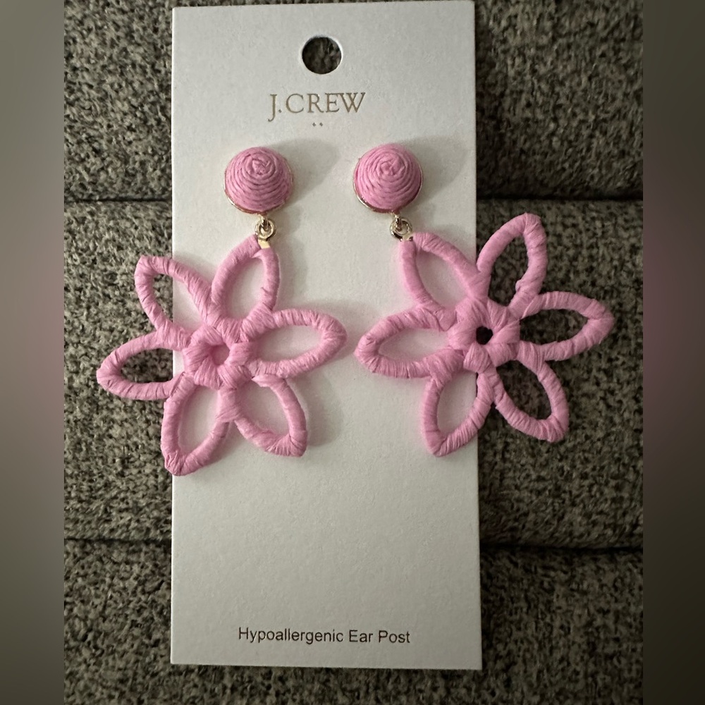 J.Crew earrings Wrapped flower statement earrings pink new